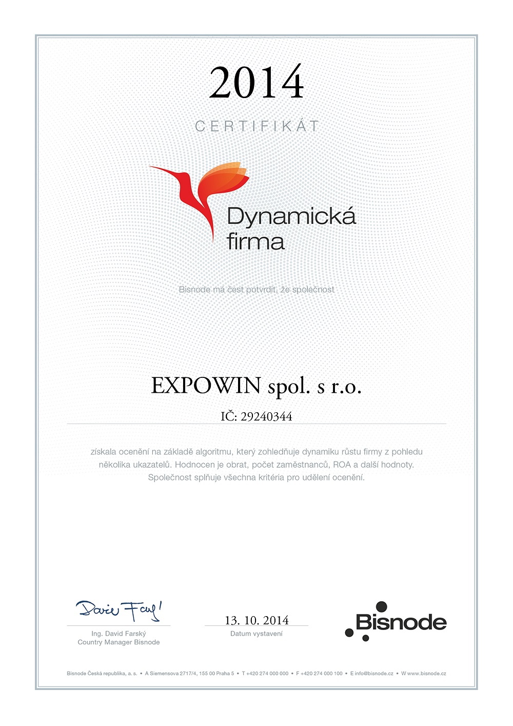 Zertifikat ExpoWin